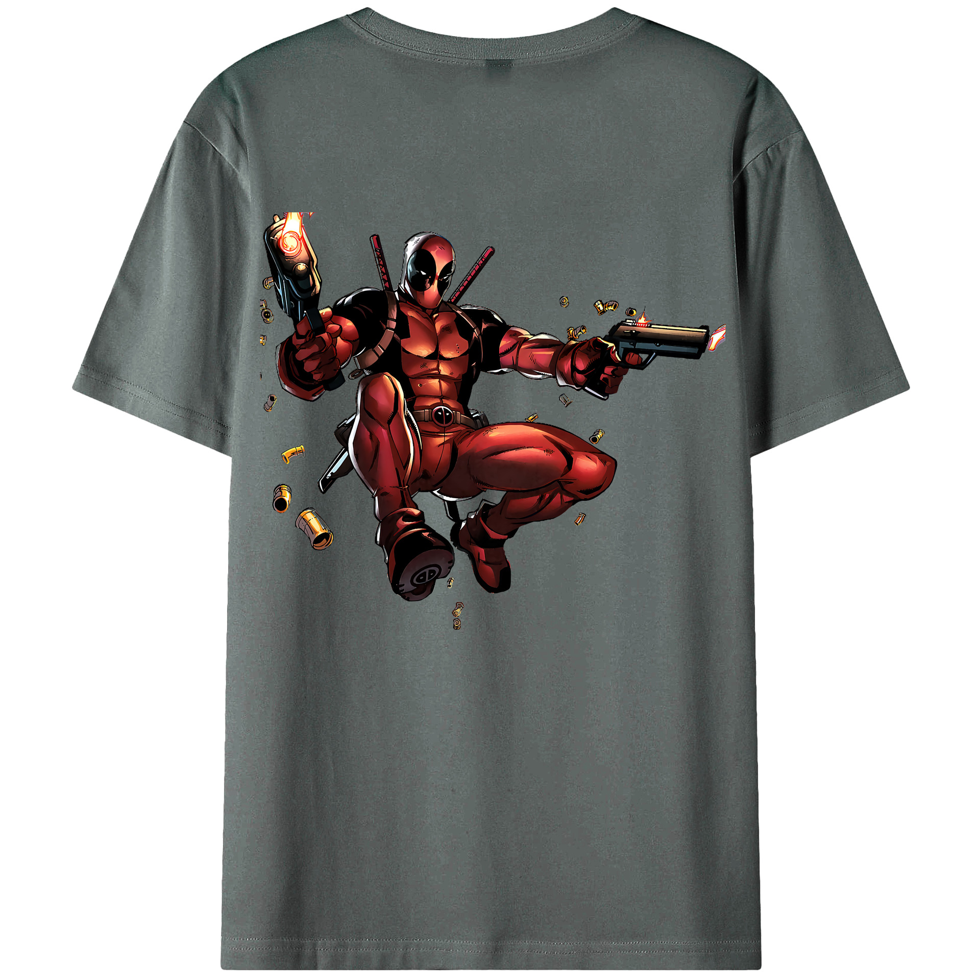 （画像用） Deadpool デッドプール 綿100％ メンズ半袖Tシャツ（バックプリント） 通気性
